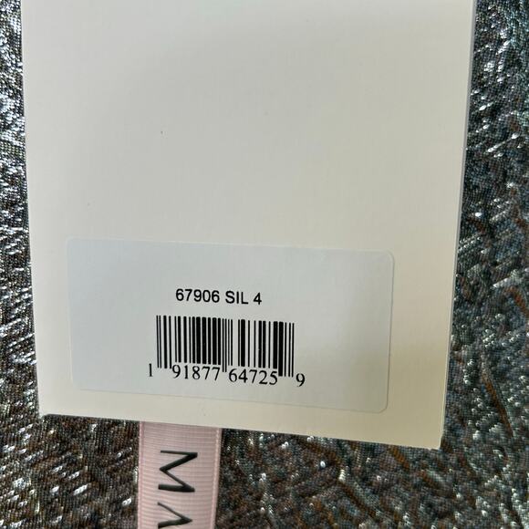 Mac Duggal Silver Gown-Size 4-one shoulder tea holiday wedding brocade NWT - Picture 4 of 6